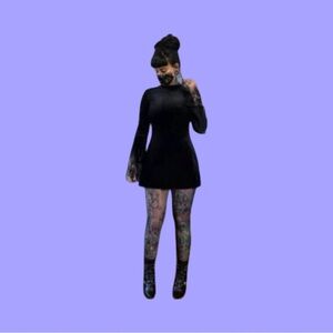 Elegant Black Long Sleeve Dress Size: Medium/Large